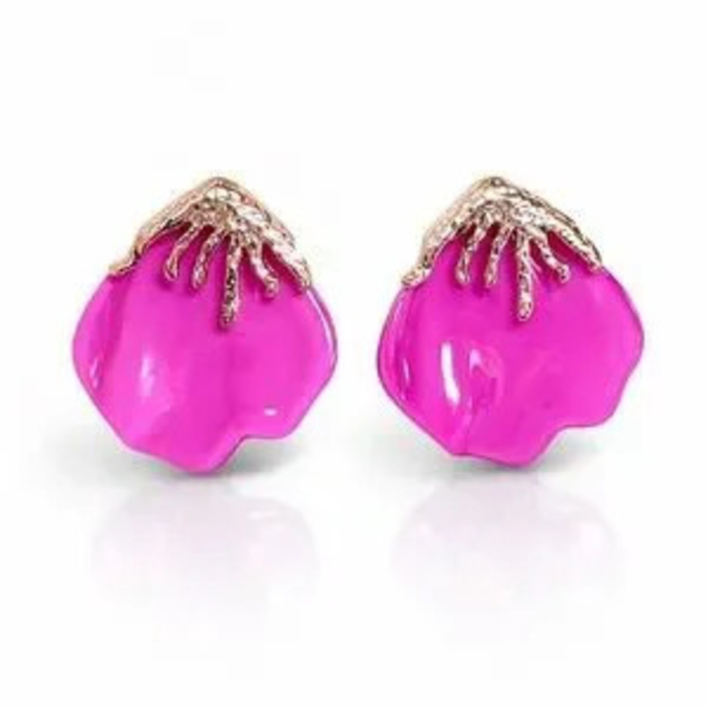 Vibrant Pink and Gold Earrings